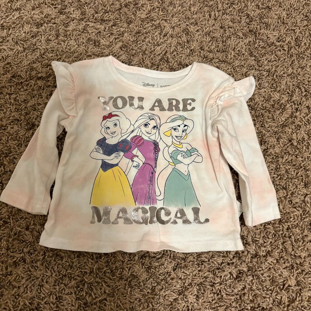 Disney Princess T Shirt 12 Months Pink Tie Dye You Are Magical Jasmine Rapunzel